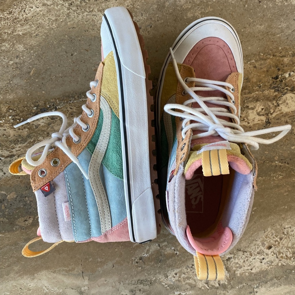 Vans multi colored leather High top size 10
